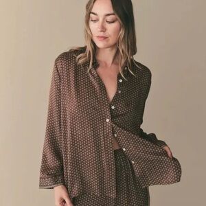 New Doen Hilla Silk Top in Terre Marche Foulard